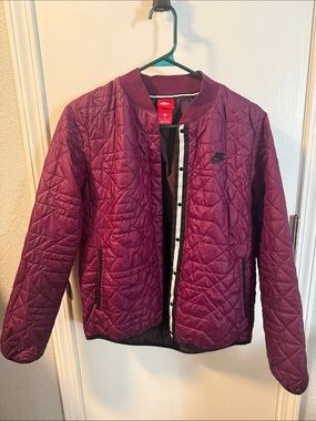 Nike Quilted Bomber Jacket - Burgundy
